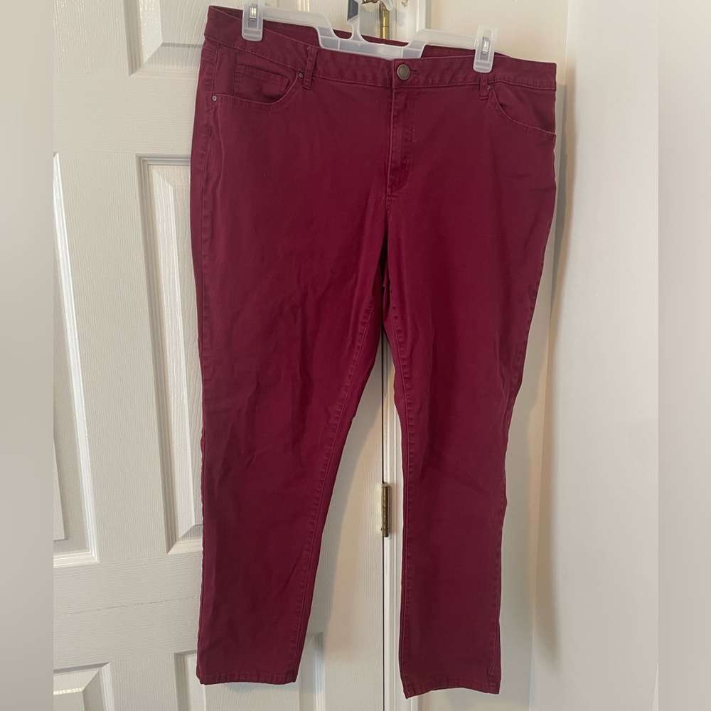 Crown & Ivy Plus Size 20W Cotton Red Pants